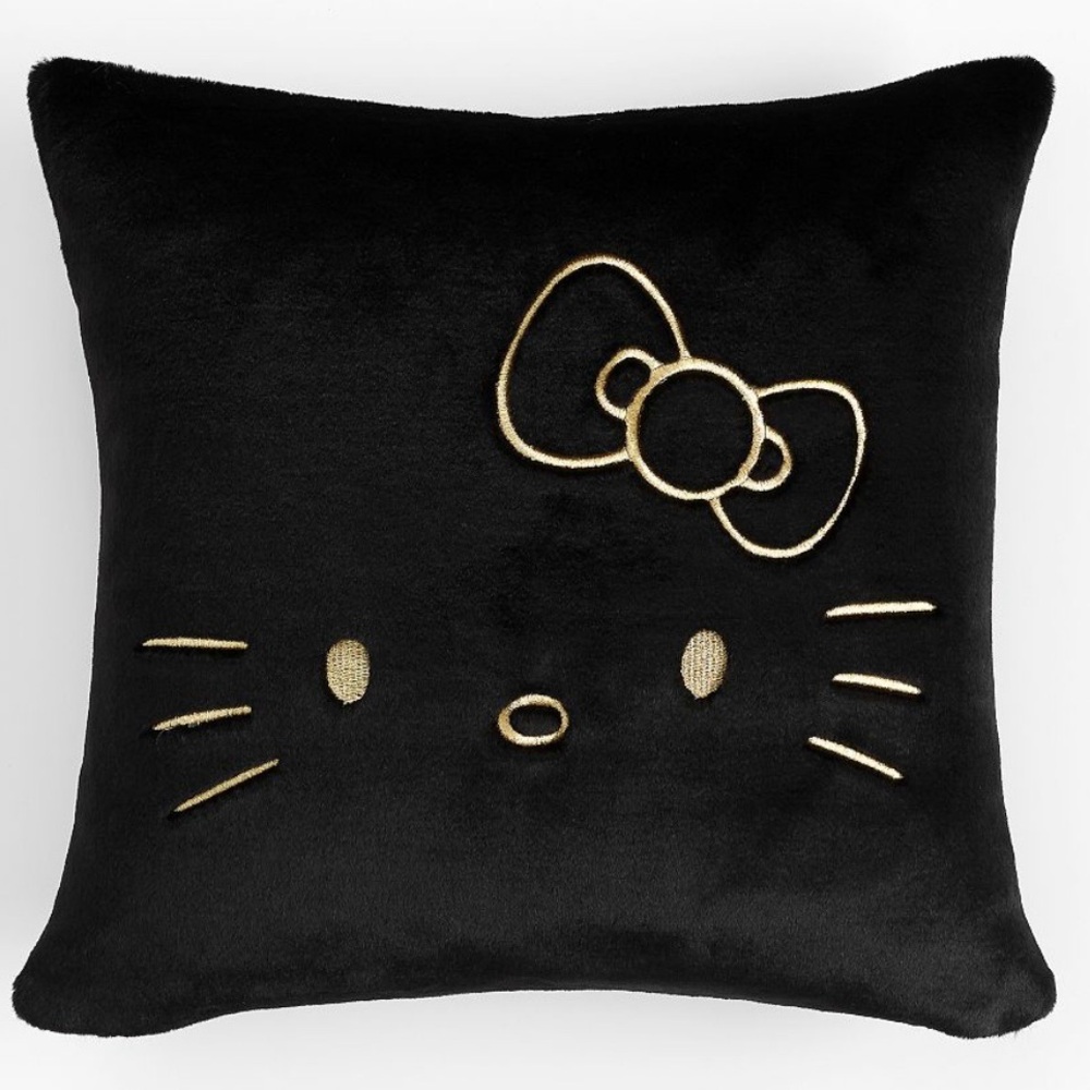 2 of Hello Kitty Black Fur Pillow Cover